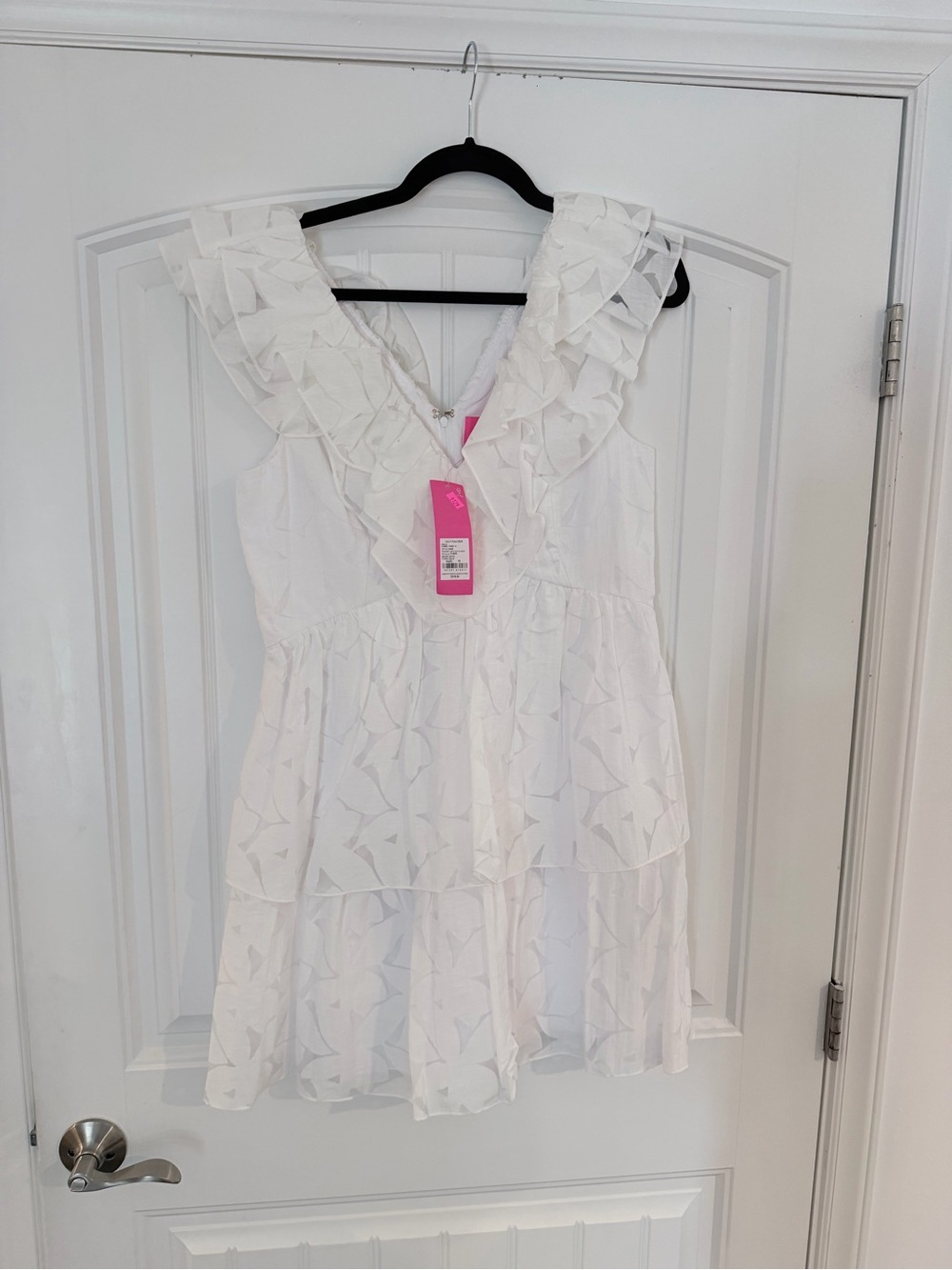 NWT Lilly Pulitzer White Ruffled V-Neck Tiered Mini Dress
